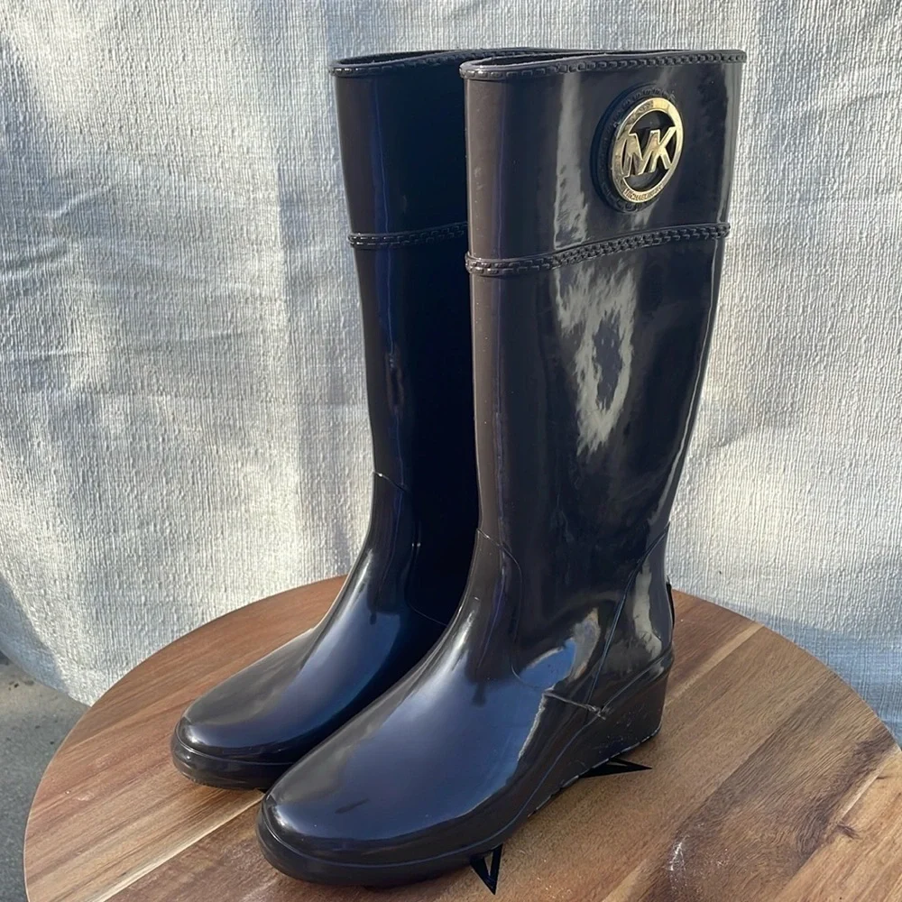 Michael Kors Women’s Tall Rain Boots Wedge heel Brown Size 6